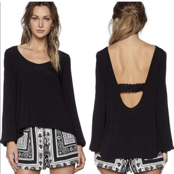 Lovers + Friends Starlette Black Long Sleeve - Picture 1 of 11